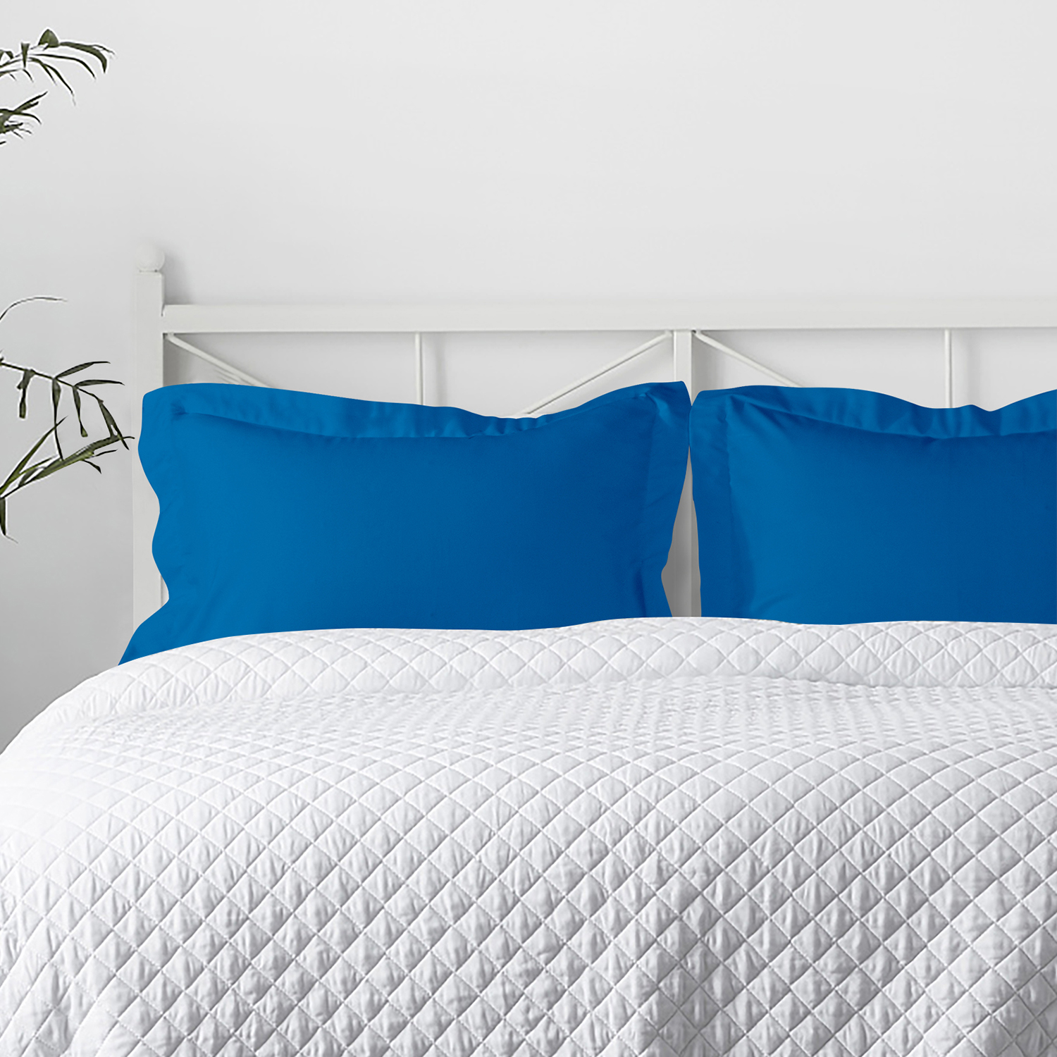 Aerisaura 2 Pack Double Brushed Microfiber Standard Pillow Shams with 2" Flange, Royal Blue