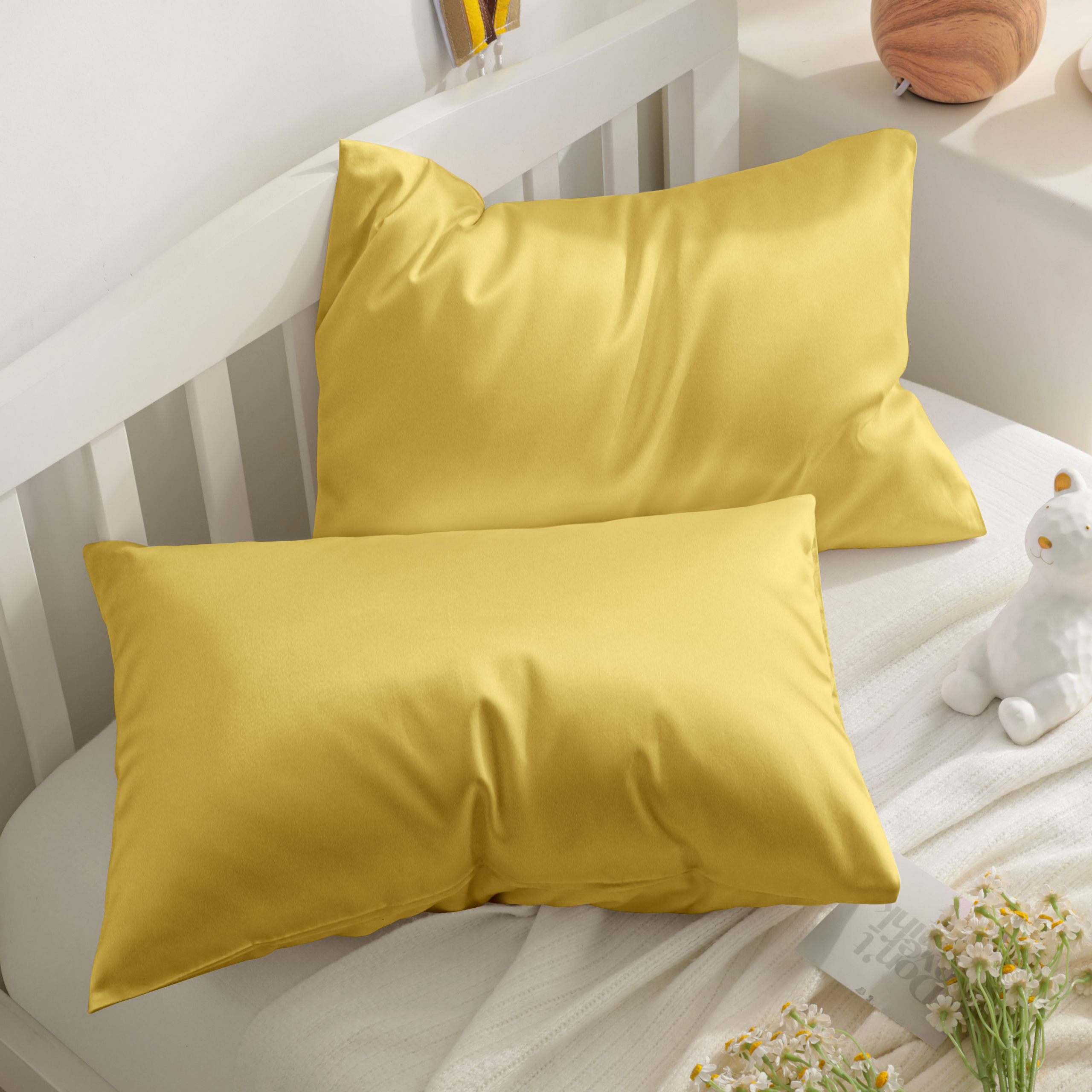 Aerisaura 2 Pack Egyptian Cotton Toddler Pillowcases, Yellow