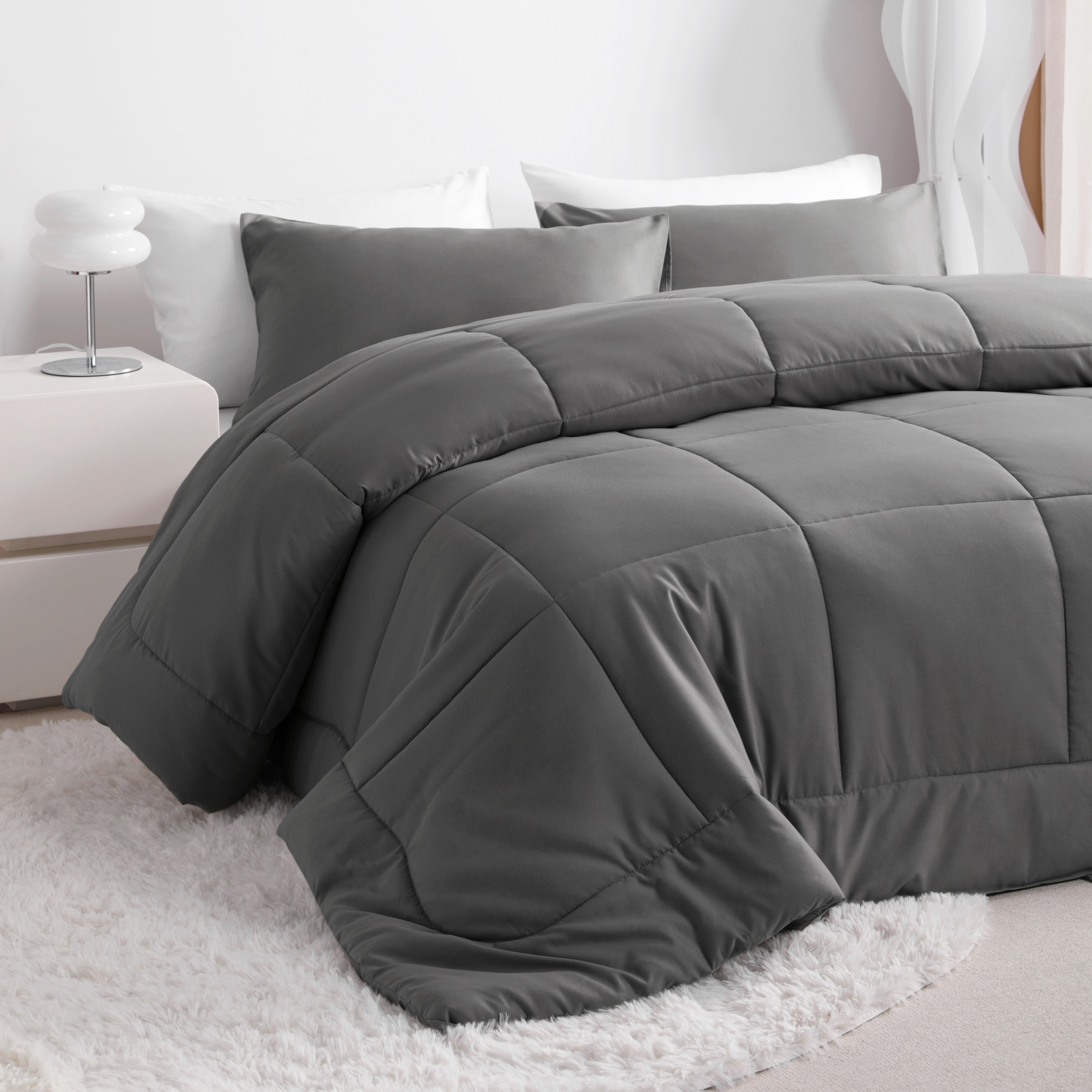 Aerisaura Queen Down Alternative Comforter Duvet Insert, Dark Gray